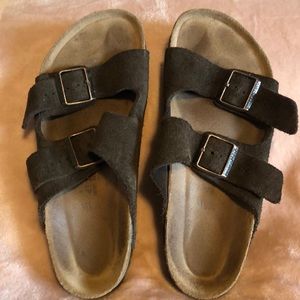 Birkenstock soft footbed brown suede sz 41 reg